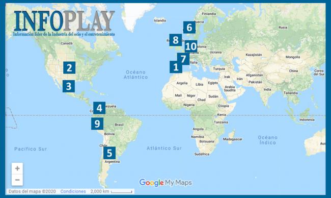 TOP-10 Localización de las visitas que recibió InfoPlay.Info durante el mes de enero de 2020