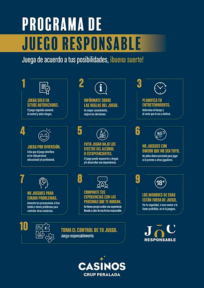 Grup Peralada presenta una acción completa de Juego Responsable en sus 3 Casinos y en 4 idiomas