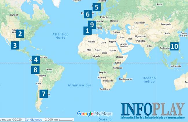 TOP-10 Localización de las visitas que recibió InfoPlay.Info durante el mes de febrero de 2020
