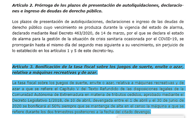 Publicado el Decreto-ley de medidas urgentes de carácter tributario de Extremadura