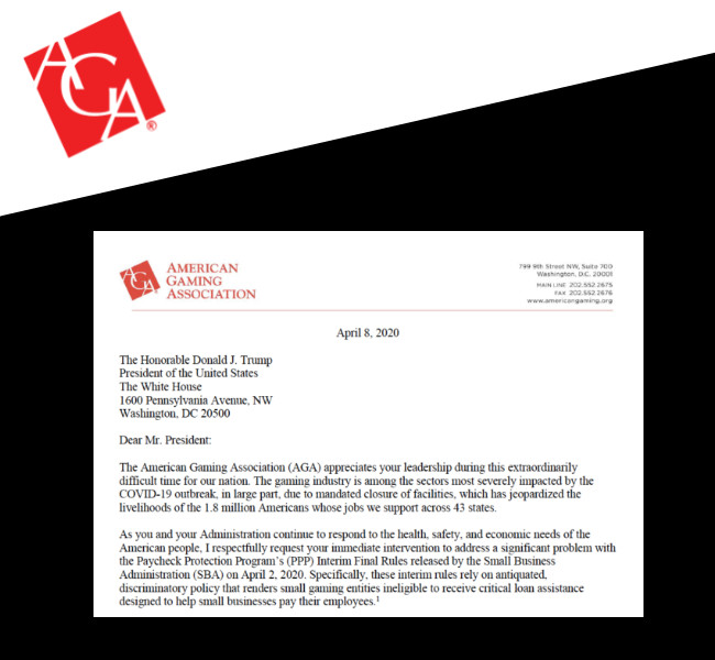  American Gaming Association President and CEO Bill Miller sent a letter to President Trump