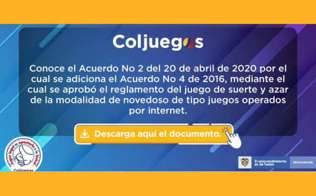 Coljuegos permitirá a los operadores online de Colombia ofrecer nuevos tipos de juegos 
