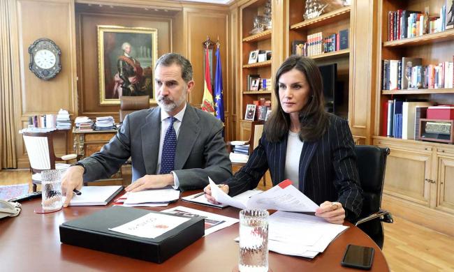 King Felipe and Queen Letizia in videoconference