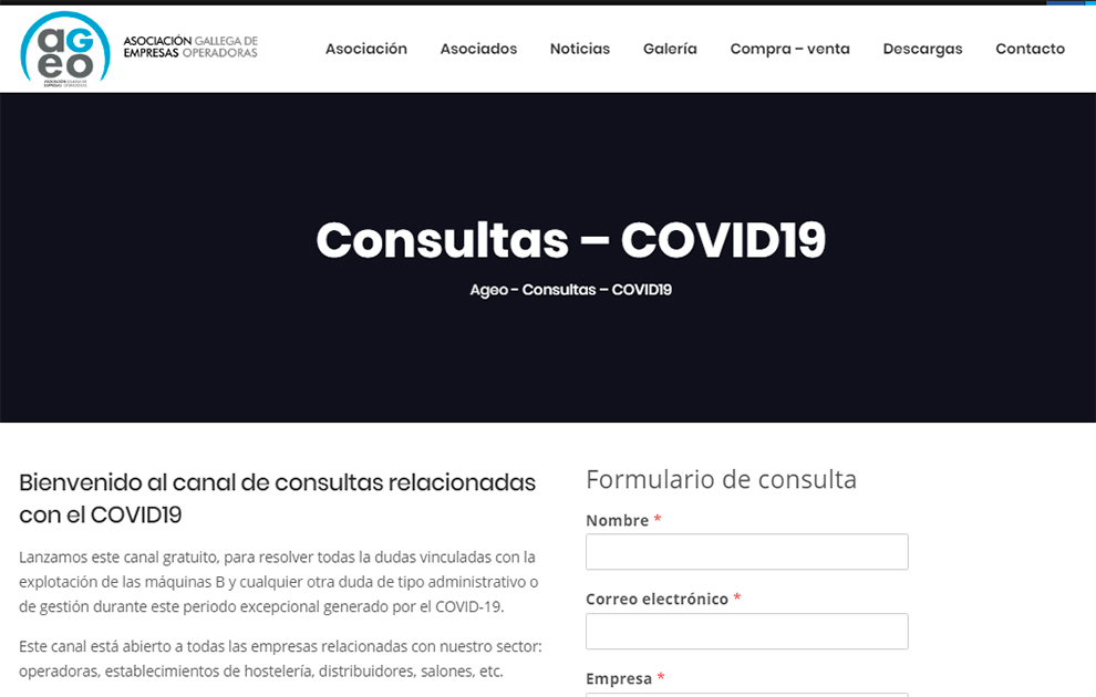  La Asociación Gallega de Empresas Operadoras (AGEO) lanza un canal de Consultas Online ante la crisis del Coronavirus