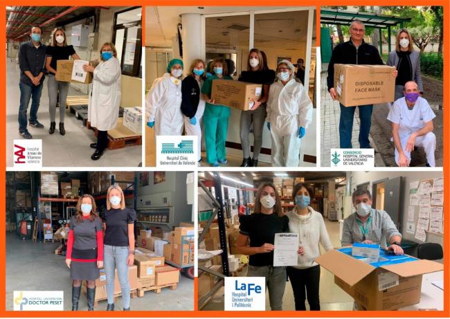 Miriam Mayordomo, Presidenta de Anesar CV junto a los sanitarios de los cinco hospitales