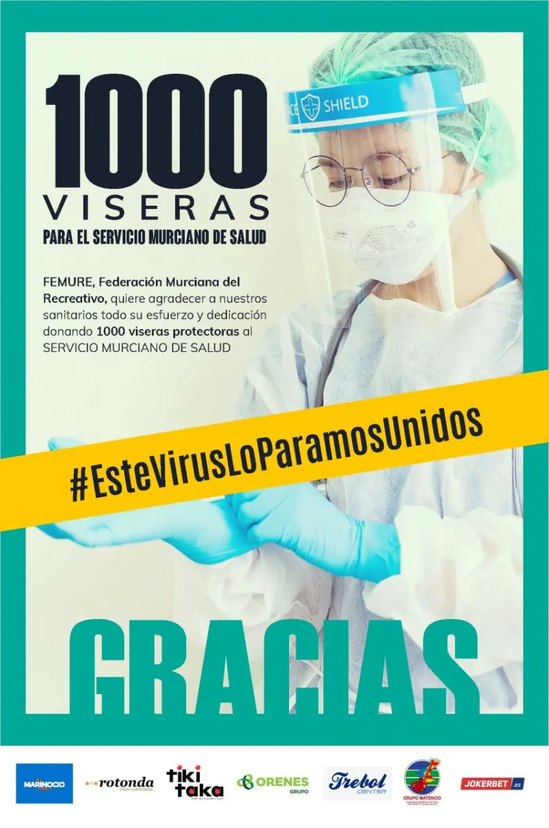 Marinocio, Grupo Matencio, Grupo Orenes, Rotonda, Grupo Tiki Taka, Trébol y Veramatic donan 1.000 viseras de protección
