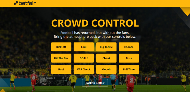 Betfair introduces new Crowd Control Feature to bring public emotion back (Video)