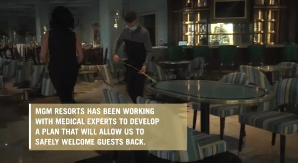 MGM RESORTS INTERNATIONAL presents in VIDEO a protocol with 7 measurements elaborated together with a medical epidemiologist