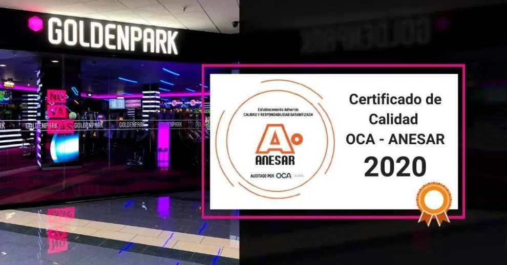 Las salas GOLDEN PARK de MGA premiadas con el "Certificado de Calidad y Responsabilidad Garantizada ANESAR"