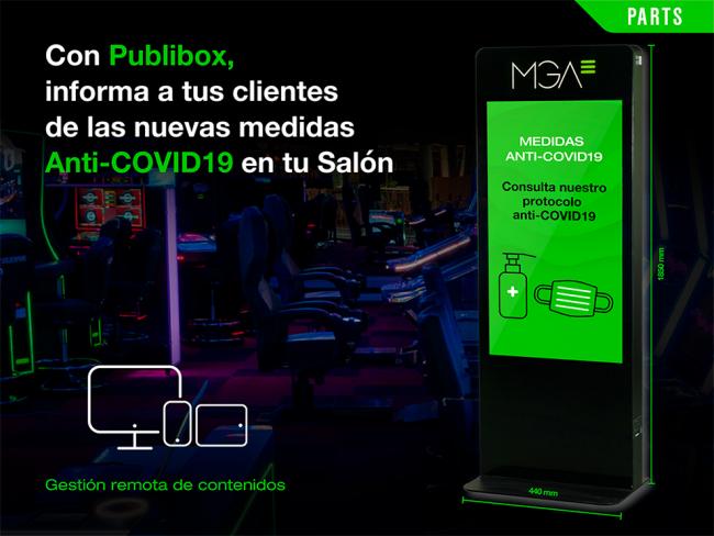 El tótem Publibox de MGA Industrial, la mejor difusión de las medidas anti-COVID19 en Locales de juego