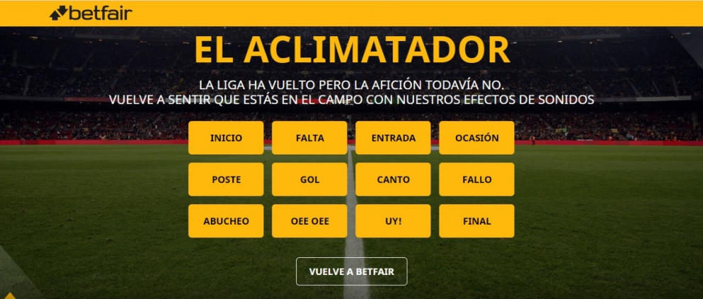 Betfair crea una herramienta alternativa a la de LaLiga para simular el ambiente de los estadios (VÍDEO)