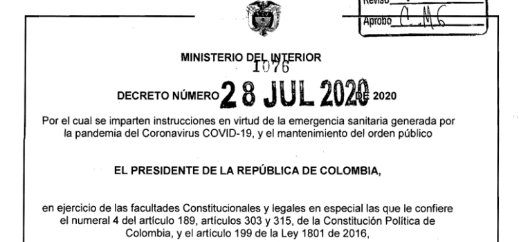 COLOMBIA: Se autoriza un plan piloto para las reaperturas