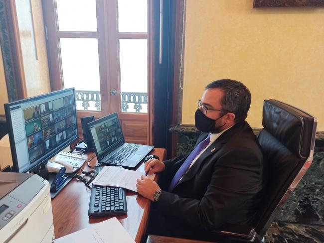 El vicepresidente Remírez en un momento de la reunión por videoconferencia Pleno del Consejo de Políticas del Juego.