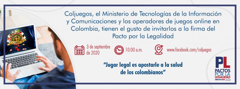 COLOMBIA firma el nuevo pacto por la legalidad del juego online el 3 de septiembre