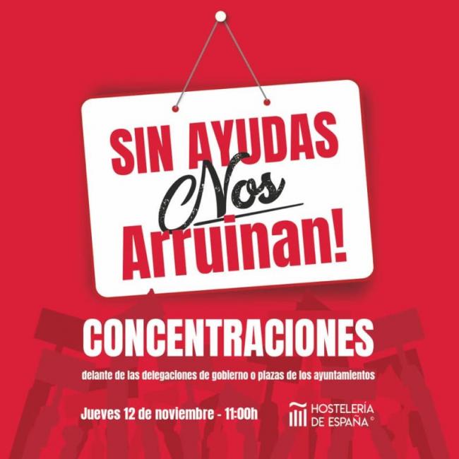Convocada una gran concentración NACIONAL de la HOSTELERÍA DE ESPAÑA el jueves día 12