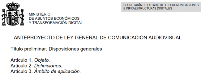 El Gobierno presenta a audiencia pública el Anteproyecto de Ley General de Comunicación Audiovisual: 
la Información y Publicidad del juego, restringidas