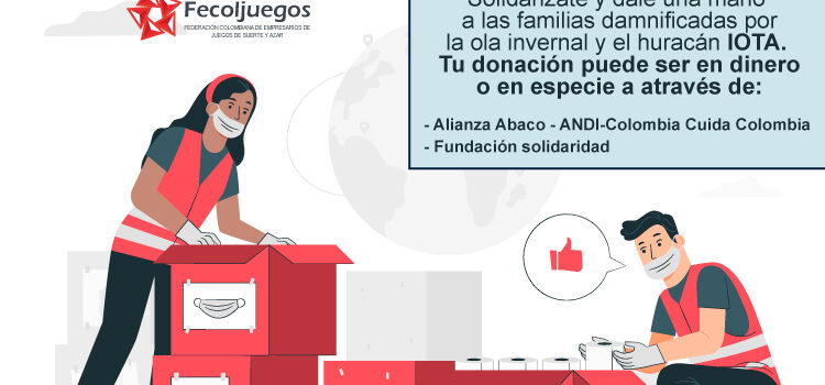 La Federación Colombiana de Empresarios de Juegos invita a sumarse a la campaña de ayuda a las familias damnificadas por el huracán IOTA