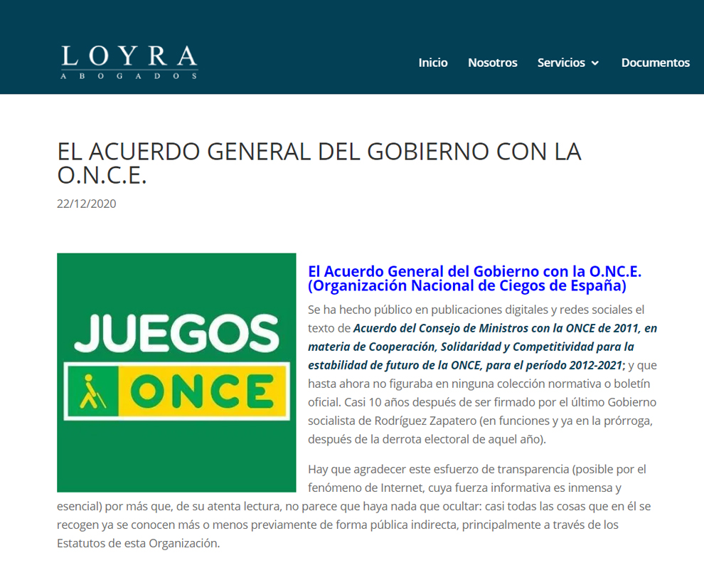 Carlos Lalanda  analiza el recién divulgado Acuerdo General del Gobierno con la ONCE