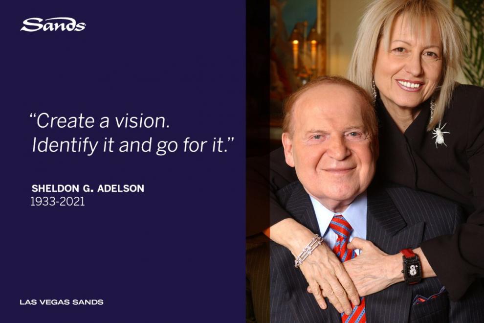 Despedida de Las Vegas Sands a Sheldon Adelson y condolencias a su mujer Miriam: "Nuestro más sentido pésame a su familia, incluida la Dra. Miriam Adelson, con quien compartió su vida, su amor y pasión por el servicio público"
