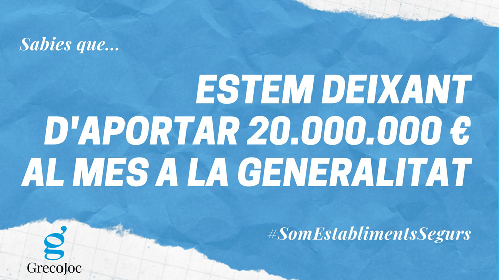 GRECOJOC  recuerda que el sector del juego en Catalunya aporta aproximadamente 20 millones de euros al mes en impuestos