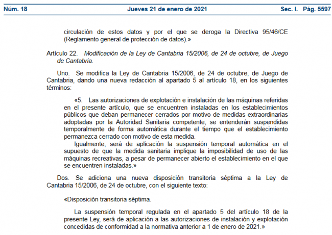 NOVEDADES CANTABRIA: Suspendidas las Autorizaciones de explotación por motivos de cierre sanitarios