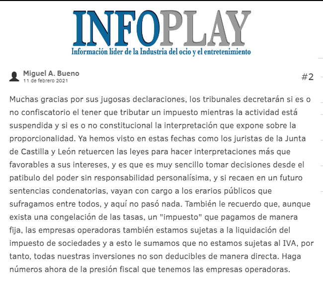 Interesante comentario a nuestra entrevista exclusiva con Máximo López Vilaboa