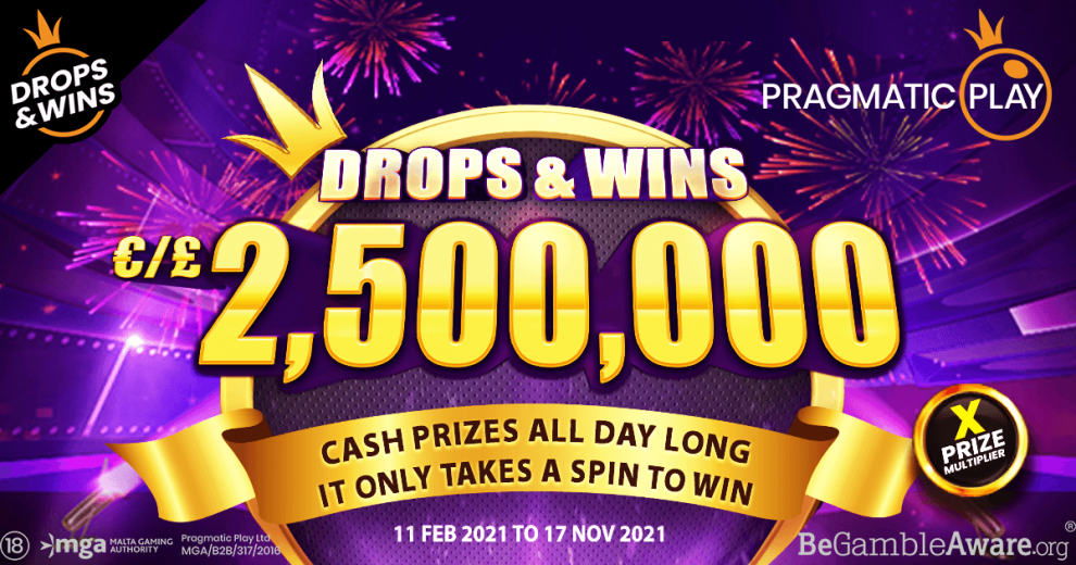 PRAGMATIC PLAY lanza la gran serie promocional DROPS & WINS 2021 con un bote de 2.5 millones de €/£ en premios