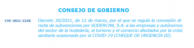 Cantabria ayuda al sector del recreativo. Cheque de urgencia