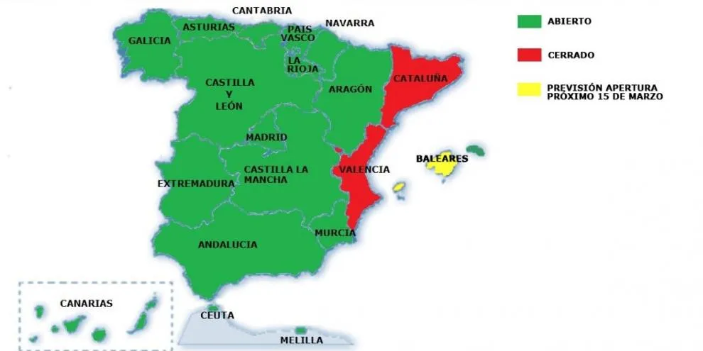 SALONES DE JUEGO, BINGOS Y CASINOS. MAPA DE LAS REAPERTURAS EN ESPAÑA