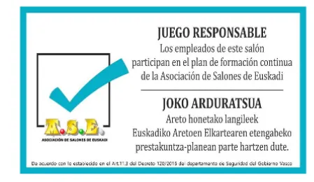 SALONES DE JUEGO DE EUSKADI con el JUEGO RESPONSABLE. MEMORIA DE ACTUACIÓN