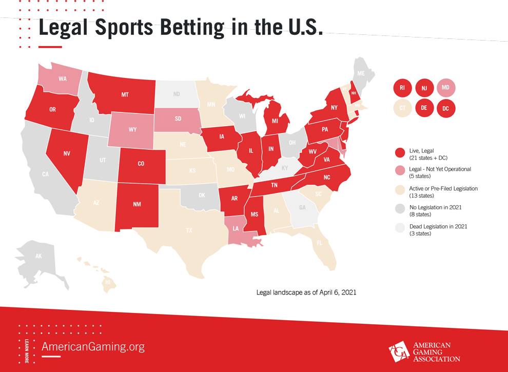  AGA presenta un mapa interactivo de los tipos de apuestas deportivas disponibles en los Estados Unidos