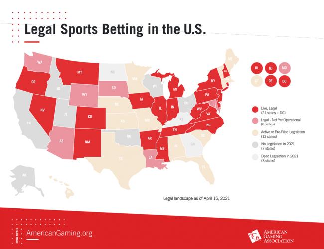 Mapa interactivo sobre la regulación de las apuestas deportivas en Estados Unidos