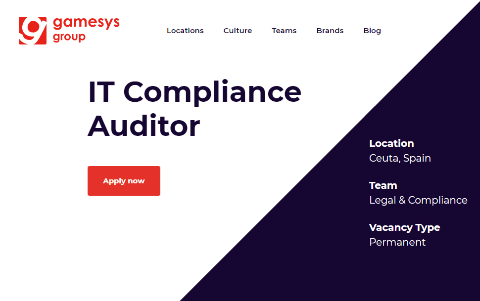 GAMESYS continues to create jobs in Ceuta and is looking for an IT Compliance Auditor