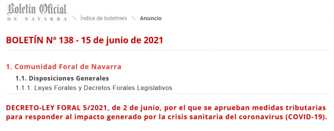 Navarra publica en el Boletín el Decreto Ley de reducción de tasas a máquinas B