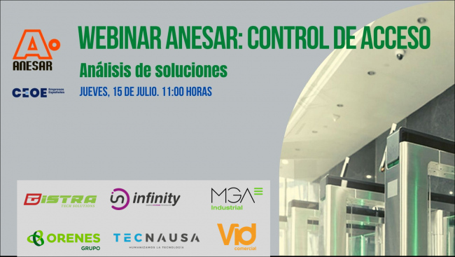 Infinity Gaming, MGA, ORENES,  Tecnausa y  Vid comercial en el webinar de ANESAR sobre controles de acceso