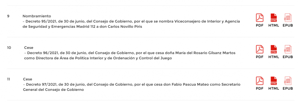 La Comunidad de Madrid suprime la Dirección de Área de Política Interior y de Ordenación y Control del Juego