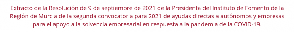La Región de Murcia publica hoy la segunda convocatoria de ayudas para empresas incluido el sector de actividades de juegos de azar y apuestas (plazo hasta el 1 de octubre)