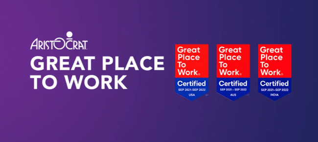 ARISTOCRAT obtiene la certificación como Gran Lugar para Trabajar en Australia, Estados Unidos y la India
