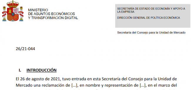 La Secretaría del Consejo para la Unidad de Mercado desestima una reclamación ante la negativa de nuevo otorgamiento de licencias de juego online