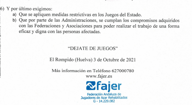 Los Jugadores de Azar Rehabilitados exigen medidas restrictivas en los juegos del Estado