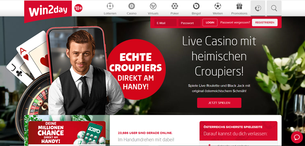 Evolution lanza mesas de casino en vivo con la marca win2day de las Loterías Austriacas
