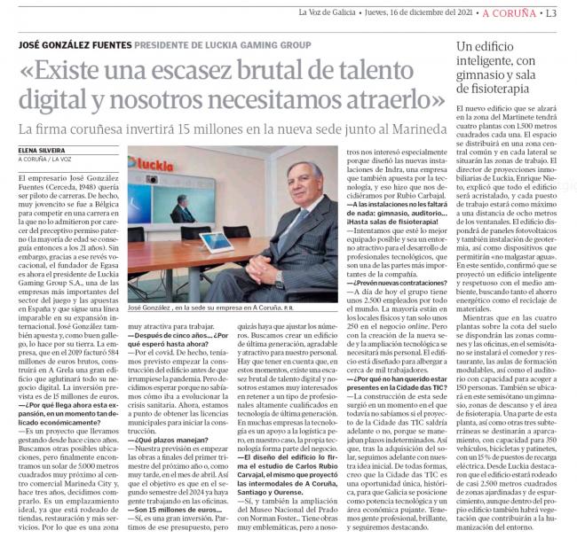 La prensa gallega se vuelca con el presidente José González Fuentes y la nueva inversión de LUCKIA 