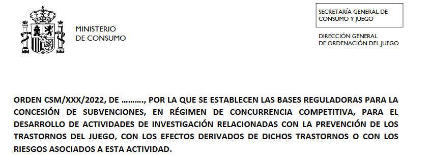 Hasta el 28 de enero: A información pública el Proyecto de concesión de ayudas para prevenir el juego problemático
