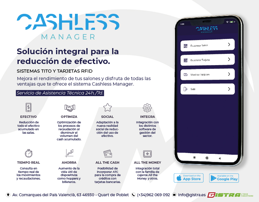 GISTRA lanza CASHLESS MANAGER para la reducción total de efectivo en Salas de juego