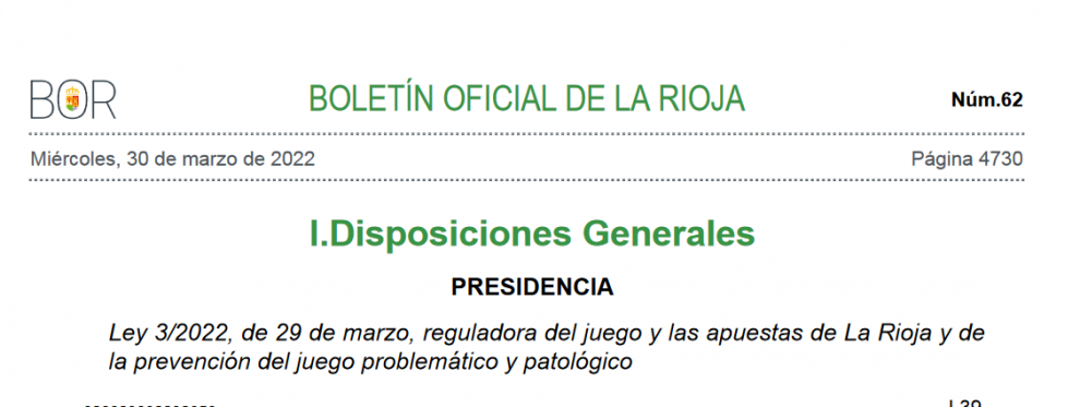La Rioja publica la nueva Ley del Juego en el Boletín