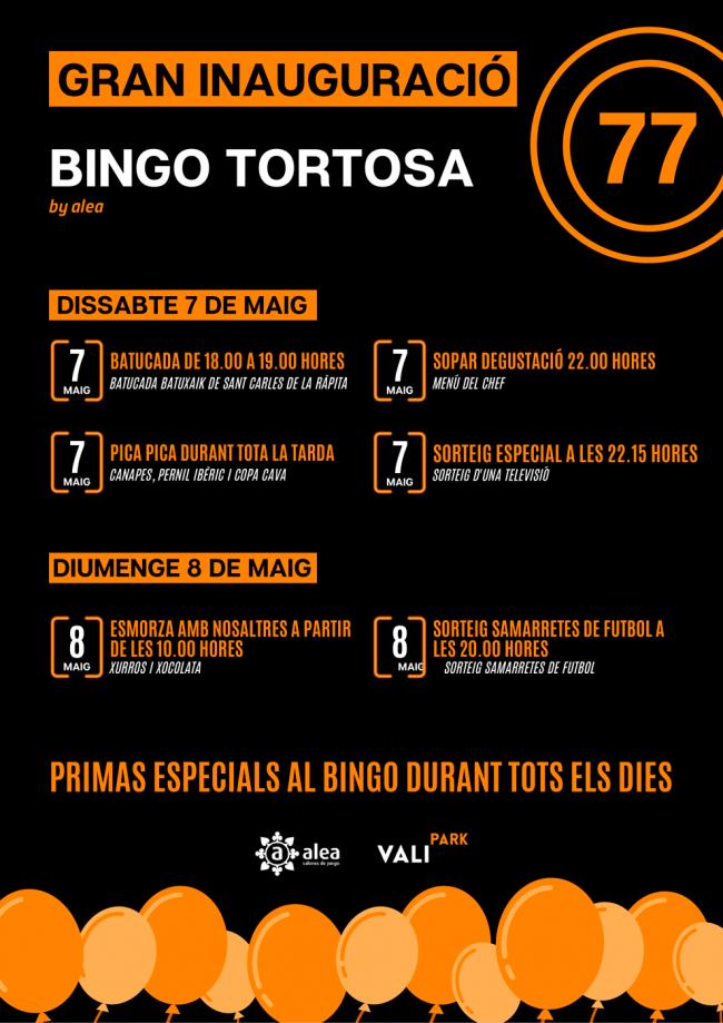 Gran Inauguración del Bingo Tortosa el próximo sábado 7 de mayo