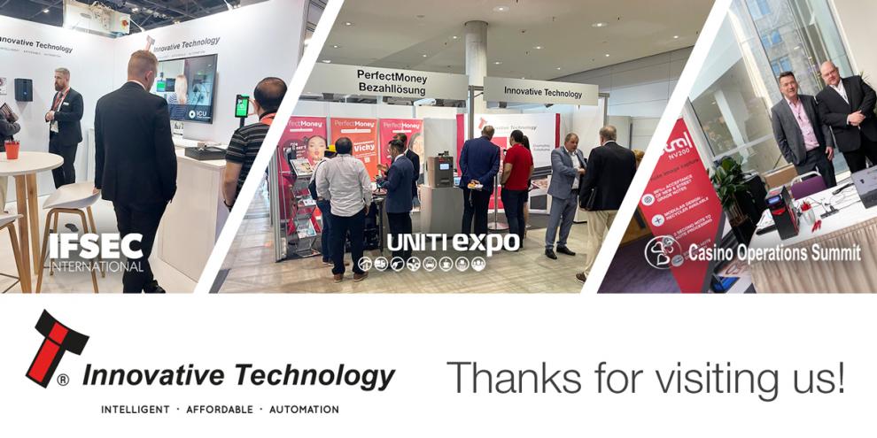 Innovative Technology promotes the latest biometric and cash handling solutions during a busy week of exhibitions