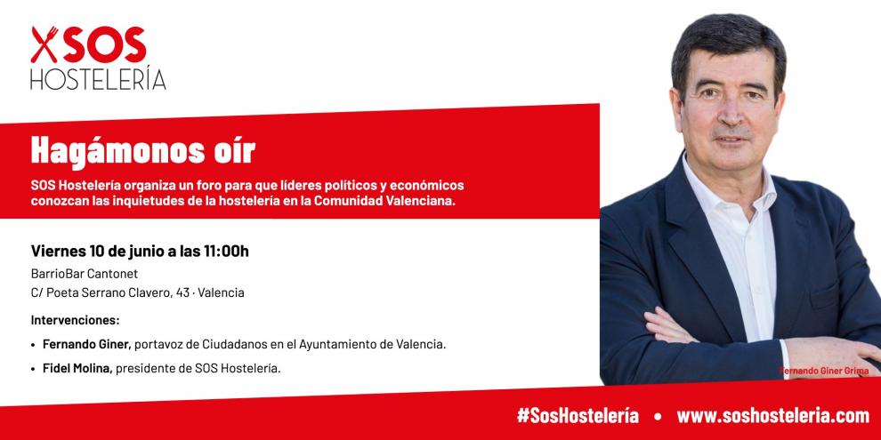 SOS Hostelería invita a un encuentro con el portavoz del Grupo Municipal de Ciudadanos en Valencia el próximo 10 de junio