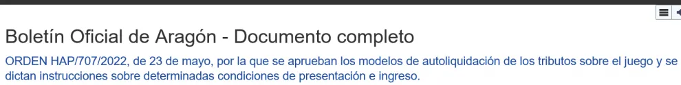 Hoy en el Boletín de ARAGON: Orden sobre modelos de autoliquidación