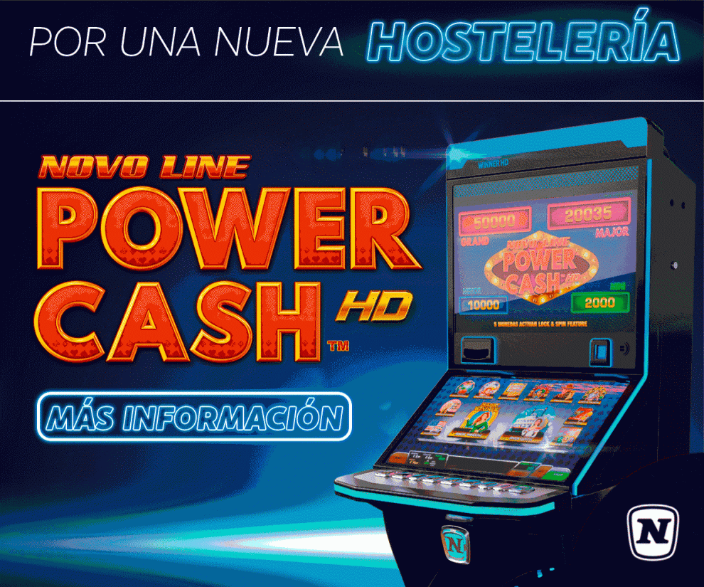 NOVOMATIC redobla su publicidad en INFOPLAY para promocionar su máquina para una NUEVA HOSTELERÍA: NOVO LINE Power Cash